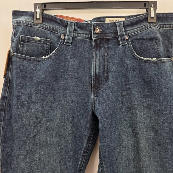 T.K. Axel Jeans Mens 36x32 Slim Boot Stretch Blue Denim Embroidered Pockets - Picture 4 of 13